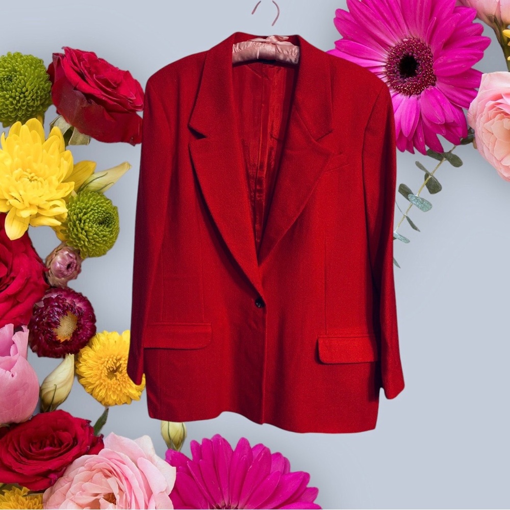 HAWKSLEY & WIGHT VINTAGE RED WOOL BLAZER WITH POCKETS